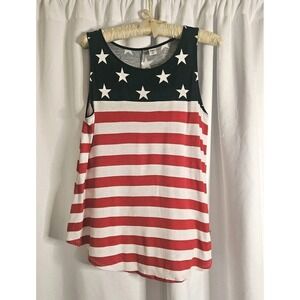 Old Navy Women's Luxe Red White Blue American‎ Flag Tank Top Size Medium USA